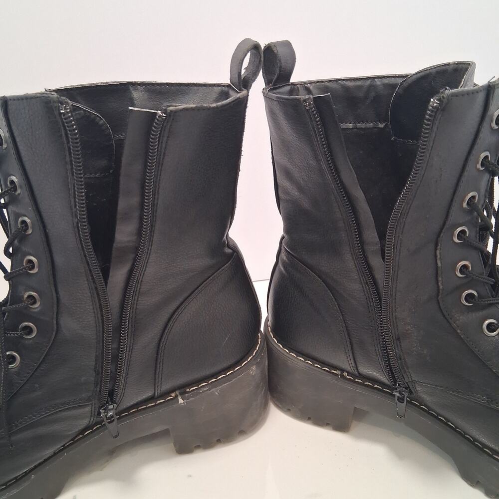 Unionbay Women Combat Boots Chunky Heels Y2K Lace Up Zipper Black Size-9.5M - Picture 3 of 14
